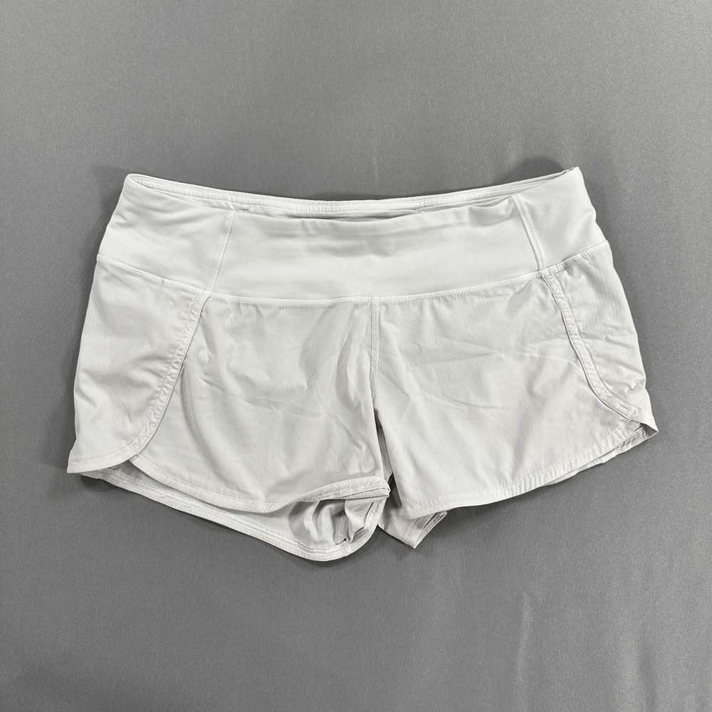 Lululemon Shorts Womens 10 White 2.5‎ Inseam Running Lined Zip Pocket Athletic